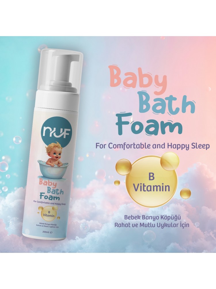 Nuf Kozmetik Bebek Doğal Banyo Köpüğü | Lavanta & Papatya Özlü – 200ml