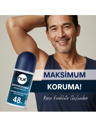 Nuf Kozmetik 48 Saat Etkili Erkek Roll-on Deodorant – 50ml | Güçlü Ferahlık ve Koku Kontrolü