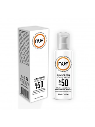 Nuf Kozmetik SPF 50+ Güneş Koruyucu Krem – Kolajen & Aloe Vera Özlü – 100ml