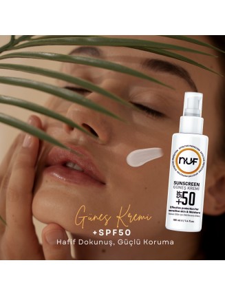 Nuf Kozmetik SPF 50+ Güneş Koruyucu Krem – Kolajen & Aloe Vera Özlü – 100ml