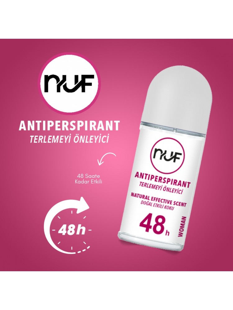 Nuf Kozmetik 48 Saat Etkili Kadın Roll-on Deodorant – 50ml | Ter Kokusuna Karşı Etkili Koruma