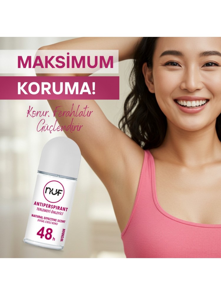 Nuf Kozmetik 48 Saat Etkili Kadın Roll-on Deodorant – 50ml | Ter Kokusuna Karşı Etkili Koruma