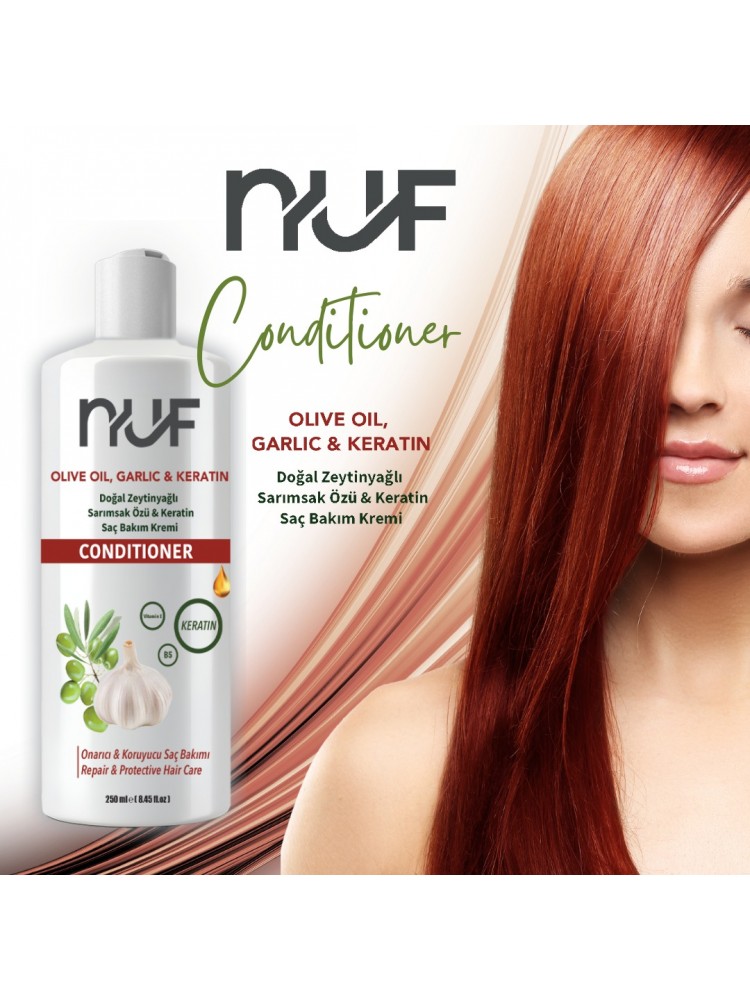 Nuf Kozmetik Sarımsak Özlü Onarıcı Saç Bakım Kremi | 250 ml – Keratin & Zeytinyağı Destekli