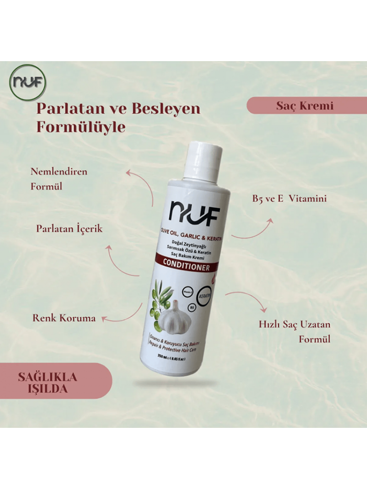 Nuf Kozmetik Sarımsak Özlü Onarıcı Saç Bakım Kremi | 250 ml – Keratin & Zeytinyağı Destekli